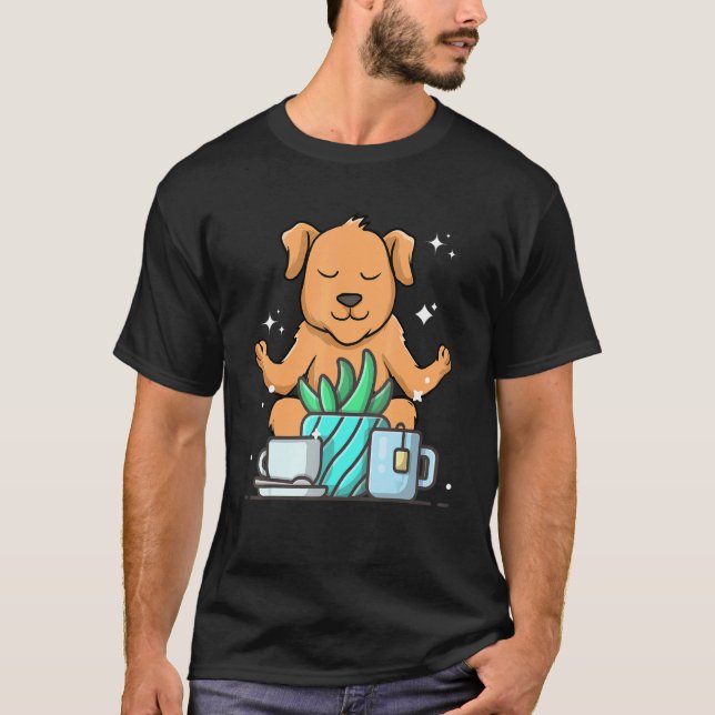 T-shirt Cute Namaste Dog Do Yoga Gardening  Coffee (Devant)