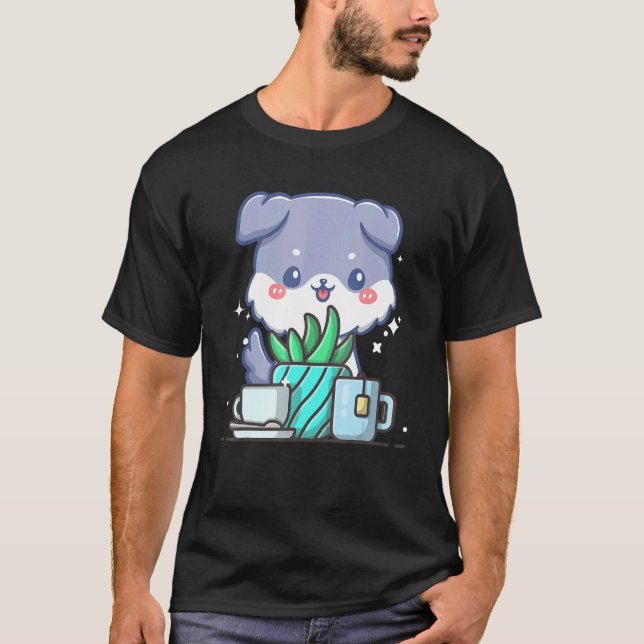 T-shirt Cute Namaste Dog Puppy Do Yoga Gardening  Coffee (Devant)