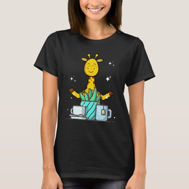 T-shirt Cute Namaste Giraffe Do Yoga Gardening  Coffee (Devant)
