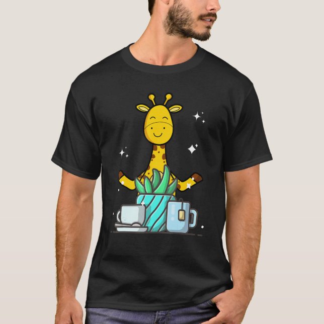 T-shirt Cute Namaste Giraffe Do Yoga Gardening  Coffee (Devant)