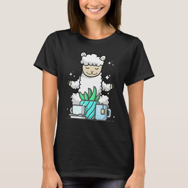 T-shirt Cute Namaste Sheep Do Yoga Gardening  Coffee (Devant)
