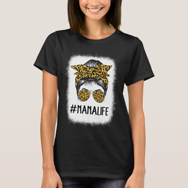 T-shirt Cute Nanalife Bleached  Grandma Life Leopard Messy (Devant)