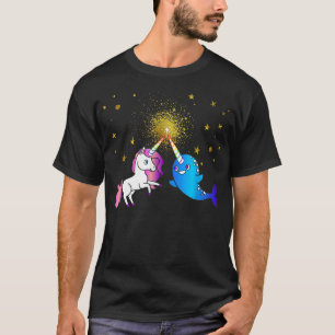 T-shirt Cute Narwhal Unicorn Best Friends Gold Star BFF T