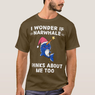 T-shirt Cute Narwhale Je Me Demande Si Narwhale Pense À Mo