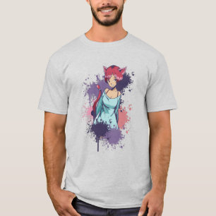 T-shirt Cute Neko Girl - Cherry Cat Girl