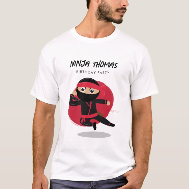 T-shirt Cute Ninja Black & Red Anniversaire de enfant Part (Devant)
