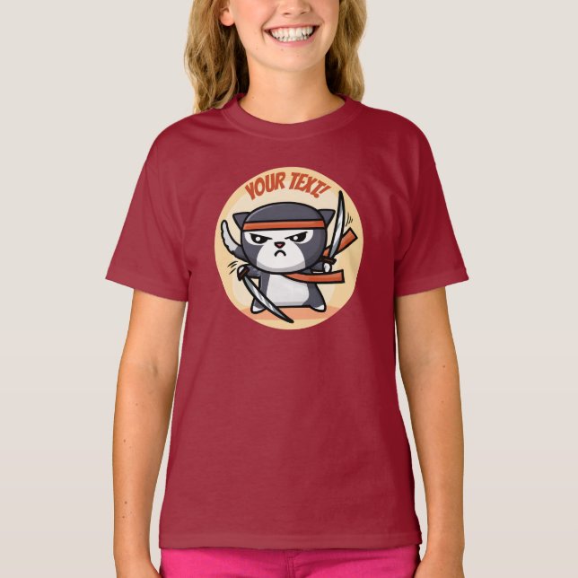 T-shirt Cute Ninja Cat (Devant)