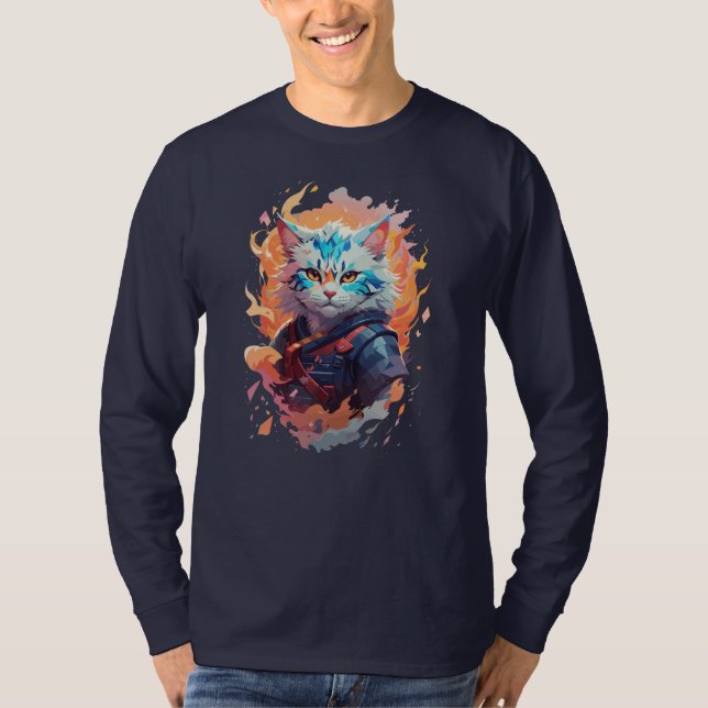 T-shirt Cute Ninja Cat Warrior Design (Devant)