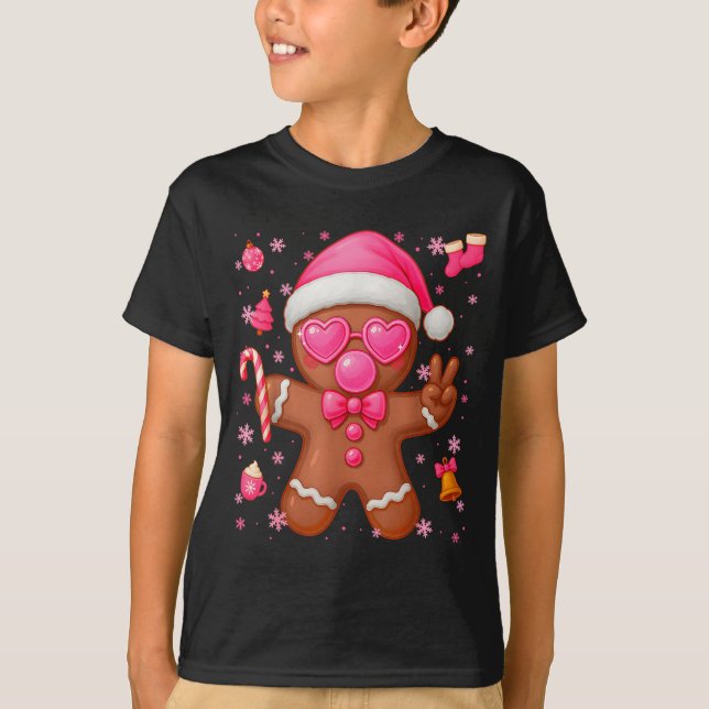 T-shirt Cute Nk Gingerbread Bubble Gum Christmas Xmas Girl (Devant)