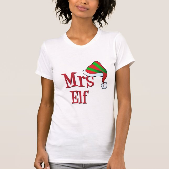 T-shirt CUTE Noël Famille Mme Elf (Devant)