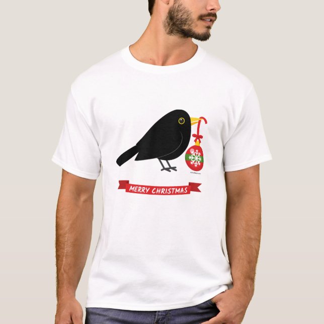 T-shirt Cute Noir Avec Balle De Noël (Devant)