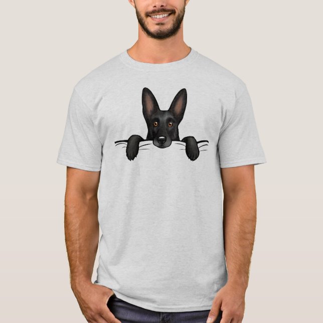 T-shirt Cute Noir Berger Allemand Chien Pékin (Devant)