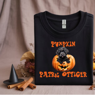 T-shirt Cute noir labradoodle halloween orange ironique