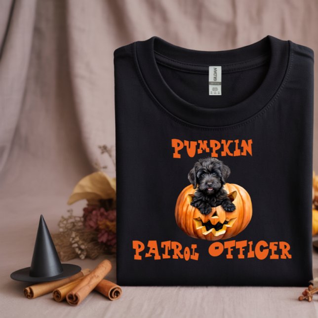 T-shirt Cute noir labradoodle halloween orange ironique (Créateur téléchargé)
