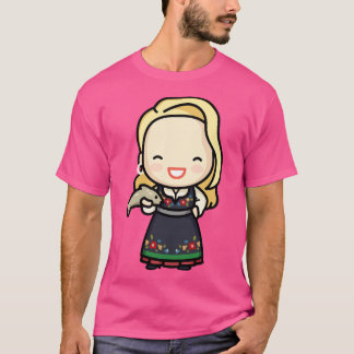 T-shirt Cute norvégienne fille en robe traditionnelle avec
