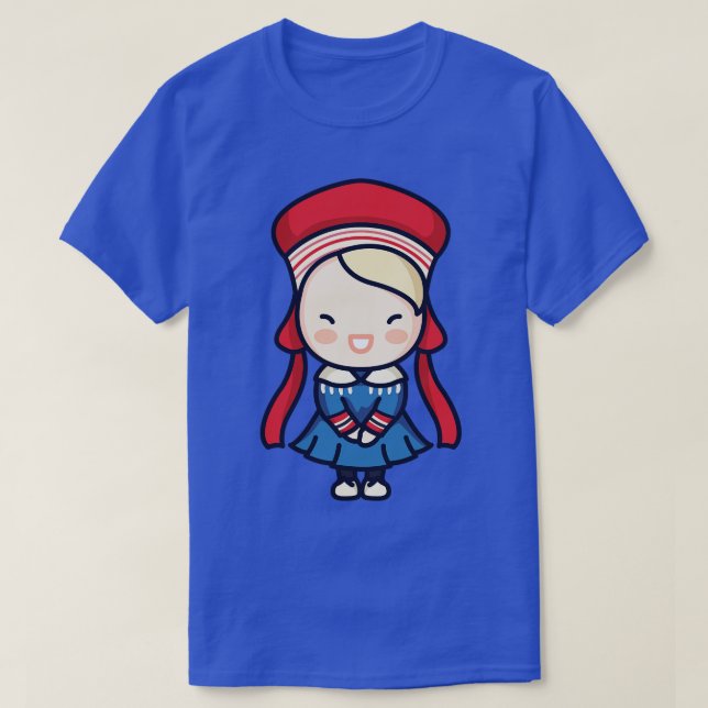 T-shirt Cute Norvégienne fille en vêtements traditionnels (Design devant)