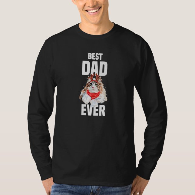 T-shirt Cute Norwegian Forest Cat with Reindeer Costume Be (Devant)