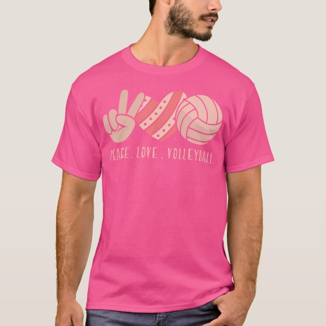 T-shirt Cute ns Volley Girls Player Peace Love Volleyball  (Devant)