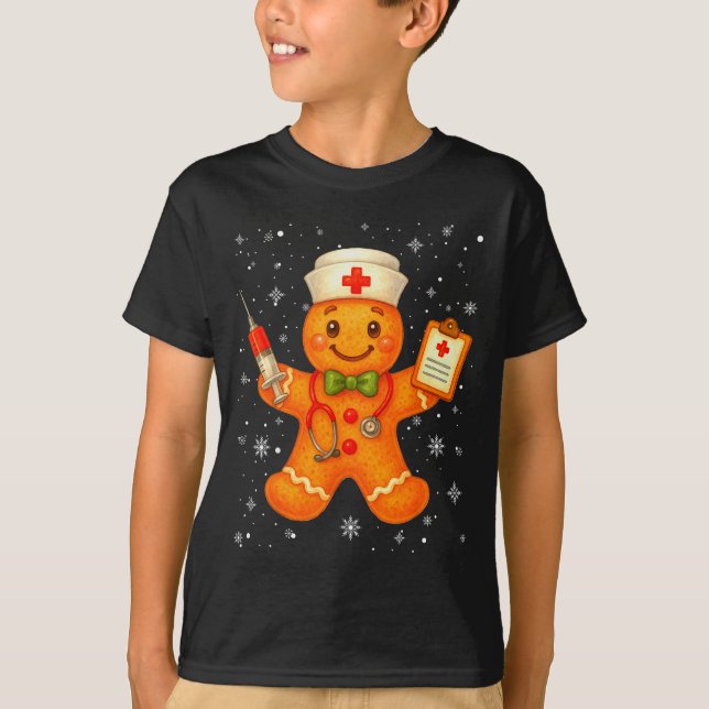 T-shirt Cute Nurse Gingerbread Pjs Christmas Xmas Nurse Rn (Devant)