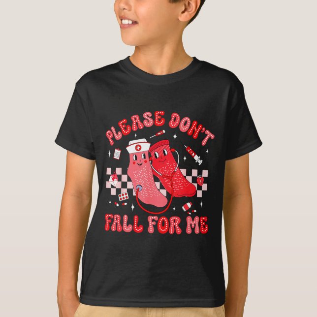 T-shirt Cute Nurse Valentine Non Slip Socks Please Don't F (Devant)