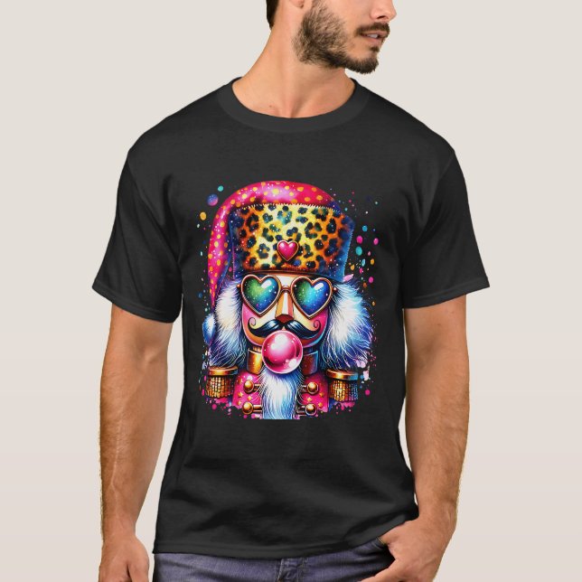 T-shirt Cute Nutcracker Blowing Bubble Gum Nk Christmas Pa (Devant)