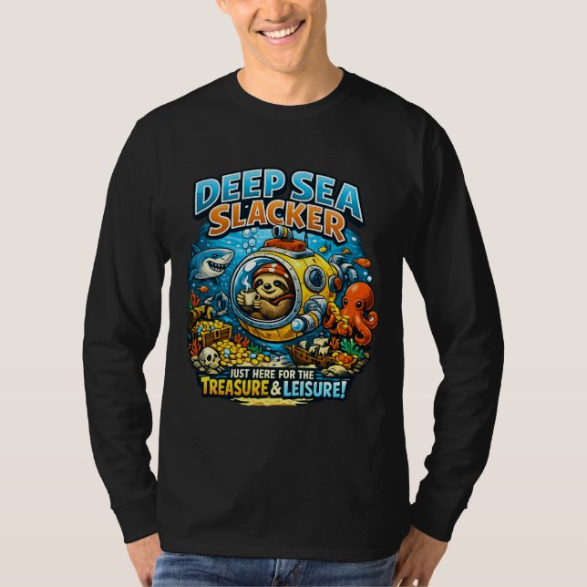 T-shirt Cute Ocean Adventure Humor, Funny Sloth Diving art (Devant)