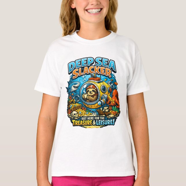 T-shirt Cute Ocean Adventure Humor, Funny Sloth Diving art (Devant)