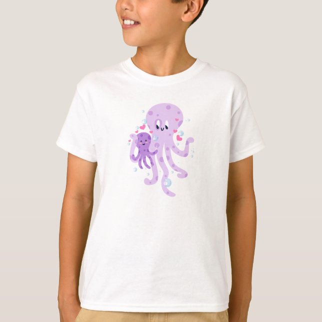 T-shirt Cute Octopus Maman Dessin d'art (Devant)