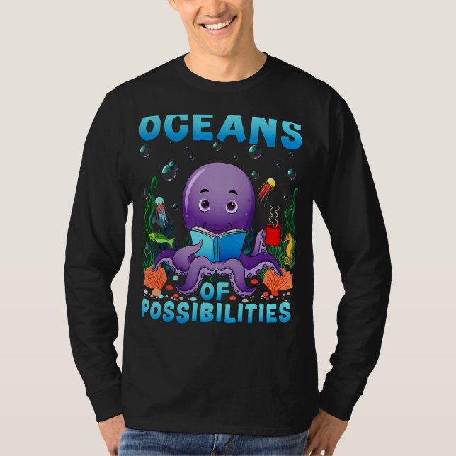 T-shirt Cute Octopus Océans Des Possibilités Lecture Été (Devant)