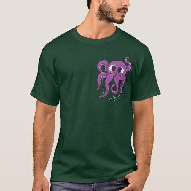 T-shirt Cute Octopus Pocket Dark (Devant)
