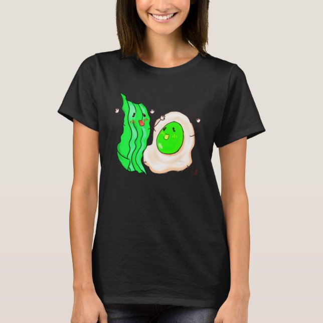 T-shirt Cute Oeufs Jambon Smile Face Brunch Petit-Déjeuner (Devant)