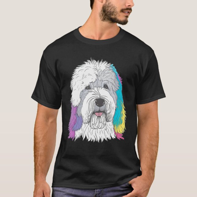 T-shirt Cute Old English Sheepdog Dog on Bobtail  2 (Devant)