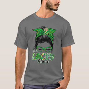 T-shirt Cute One Lucky Mama Messy Bun Happy St Patricks Da