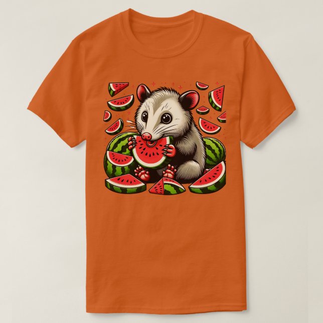 T-shirt Cute opossum Manger Watermelon Fruit Été Hommes av (Design devant)
