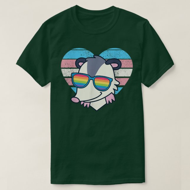 T-shirt Cute Opossum Pride Trans Flag Rainbow Sung L (Design devant)