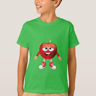 T-shirt Cute Optimistic Red Apple Cartoon Shirt for Kids