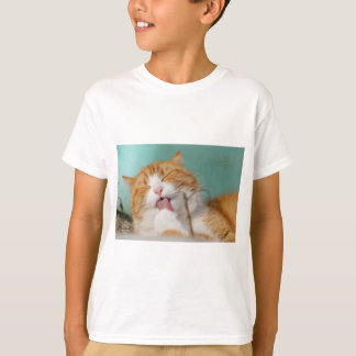 T-shirt Cute Orange Cat Grooming