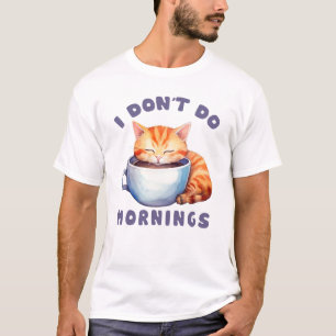 T-shirt Cute Orange Chat - Je ne fais pas les matins