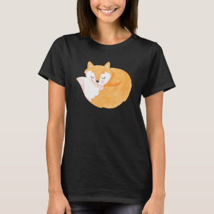 T-shirt Cute Orange Fox Vintage Aquarelle Faune Animal