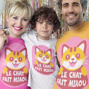 T-Shirt Cute Orange Tabby Chat Kitten Parle Français