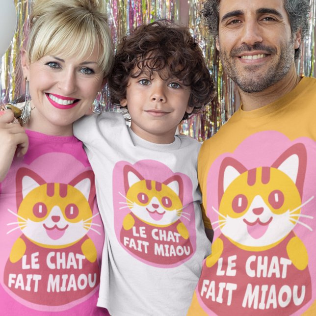 T-Shirt Cute Orange Tabby Chat Kitten Parle Français (Créateur téléchargé)