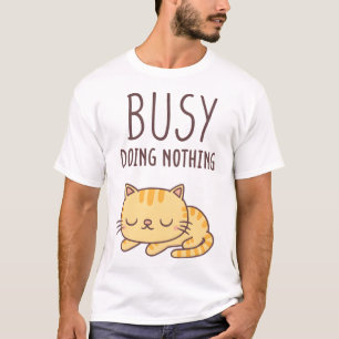 T-shirt Cute Orange Tabby Chat Occupé Ne Faisant Rien