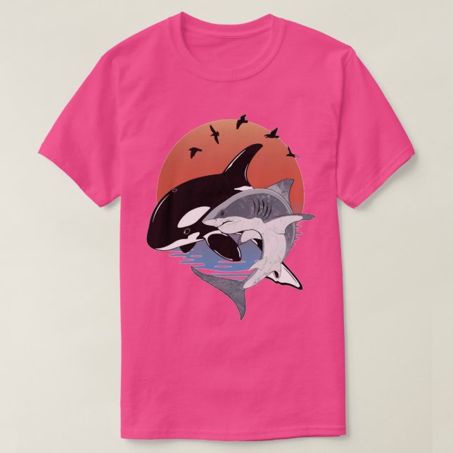 T-shirt Cute Orca Baleine et requin Samoa Polynésie (Design devant)