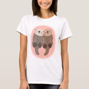 T-shirt Cute Otter Couple bras verrouillés Happy Otter gra