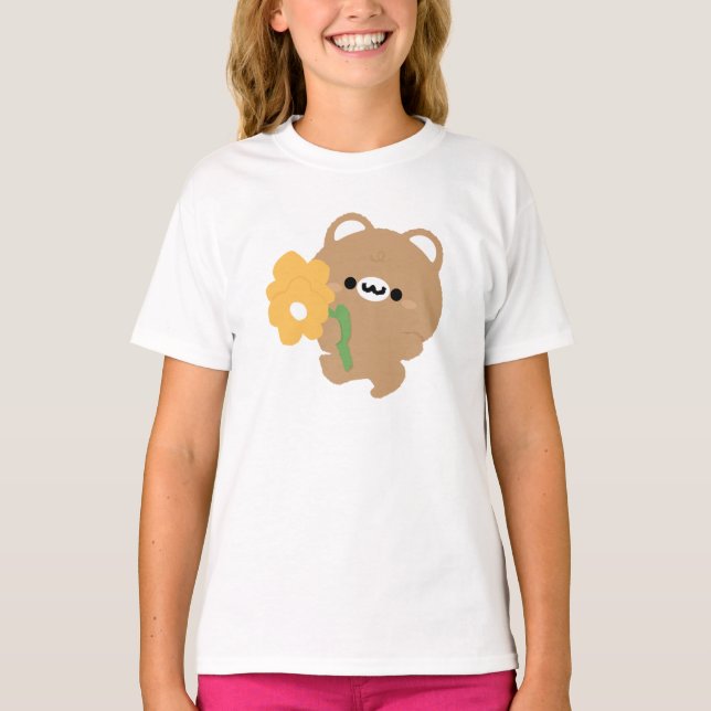 T-shirt Cute Ours Brown Romantique (Devant)