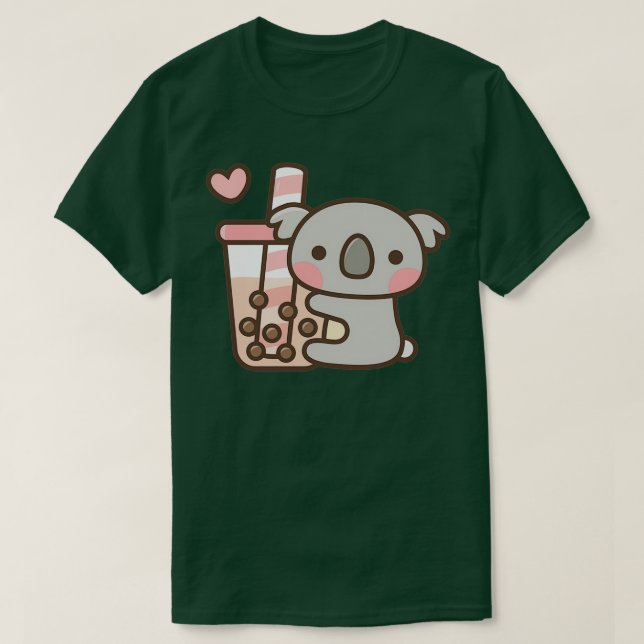 T-shirt Cute Ours Koala Et Thé À Bulle (Design devant)