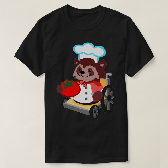 T-shirt Cute Overcooked Wheelchair Raccoon Chef Gift Boy G (Design devant)