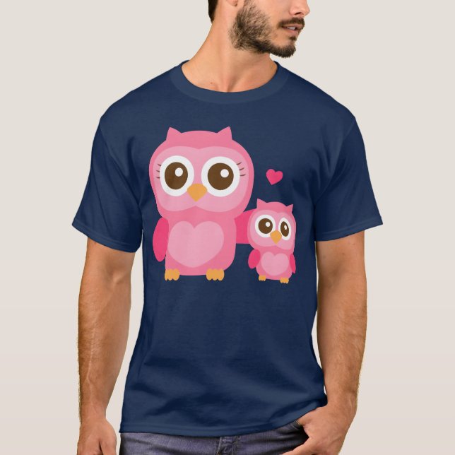 T-shirt Cute Owl Mère et Fille amis (Devant)