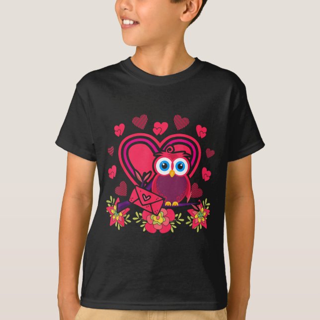 T-shirt Cute Owl Valentines Day Gift Bird Owl  (Devant)