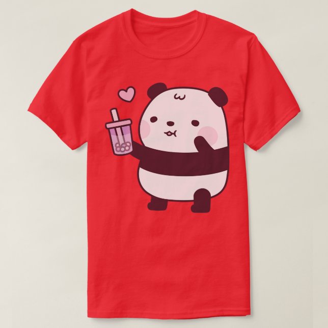 T-shirt Cute Panda Aime Taro Bubble Tea (Design devant)